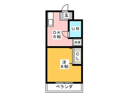 カサベルデ(1DK/2階)の間取り写真