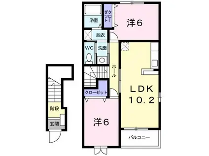 アルコバレーノI(2LDK/2階)の間取り写真