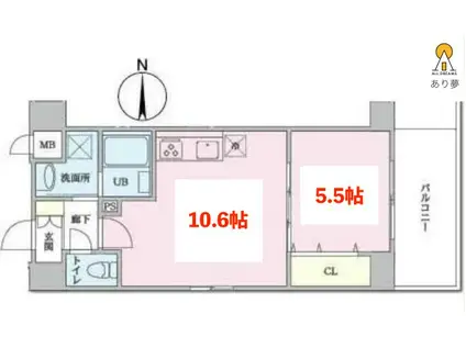 コージーコート ザ ヨコハマ(1LDK/2階)の間取り写真