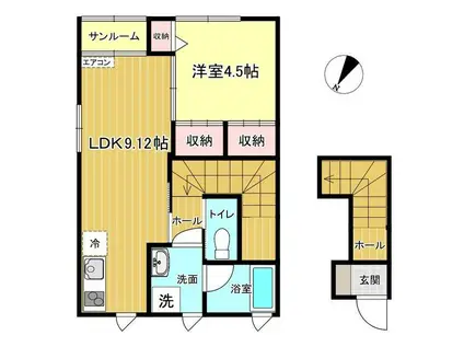 EPISODE C棟(1LDK/2階)の間取り写真