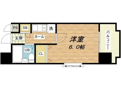 セレッソコート大阪城前(1K/8階)の間取り写真