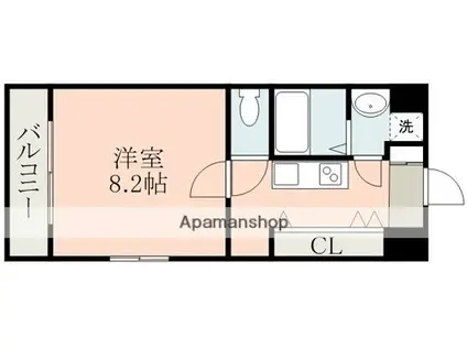 リバージュ県庁通(1K/2階)の間取り写真