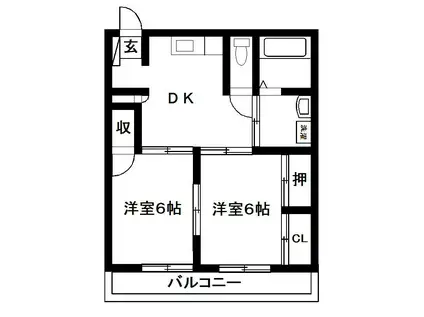 メゾンプラネット(2DK/1階)の間取り写真