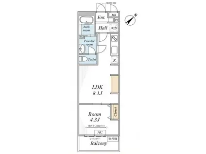 リブリ・小田急相模原(1LDK/2階)の間取り写真
