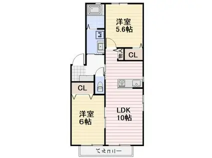 エクレール1(2LDK/2階)の間取り写真