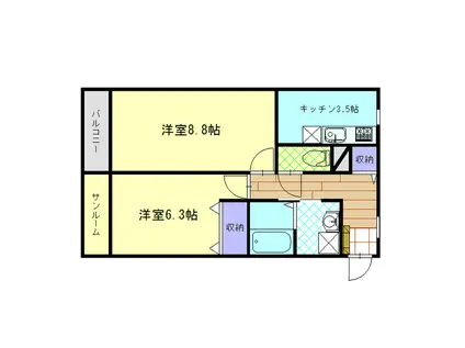 ロジュマンミュゲII(2K/2階)の間取り写真