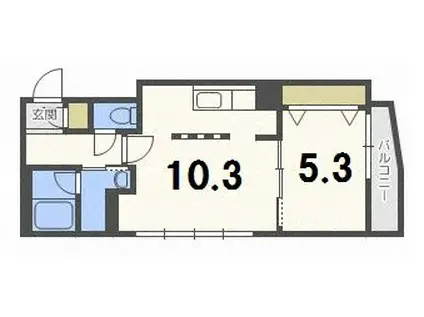 アオアクア東札幌 (1LDK/4階)の間取り写真