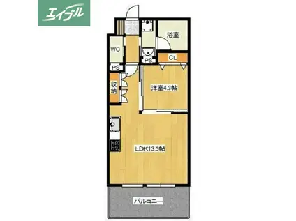 PIKE PLACE 南方(1LDK/7階)の間取り写真