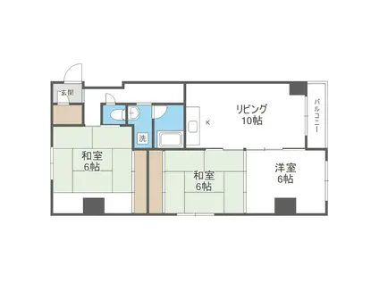 第2タヂカビル(3LDK/5階)の間取り写真