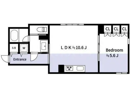 オモチ アド オーヤマ(1LDK/4階)の間取り写真