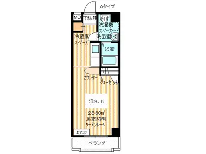 サウスコート新下関(1K/5階)の間取り写真