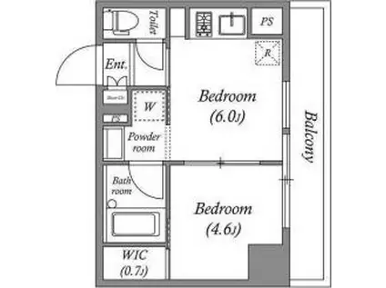 ブラウ住吉(1DK/6階)の間取り写真
