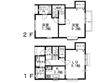 スカイガーデン大野原4号地(2LDK/1階)の間取り写真