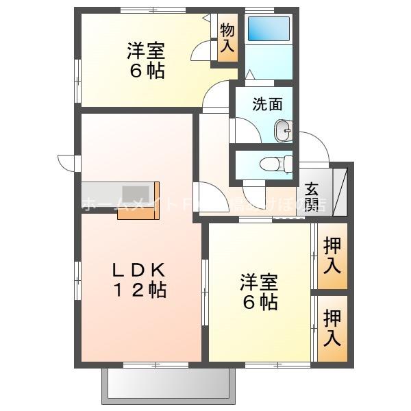 シェソワ一色弐番館(2LDK/2階)の間取り写真