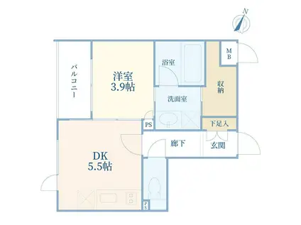 SHIMOUMA TERRACE(1DK/1階)の間取り写真