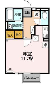 エクセル東合川(ワンルーム/1階)の間取り写真