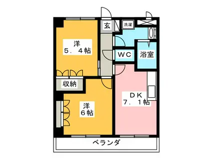 ハイツ・サンドヒルズ(2DK/1階)の間取り写真