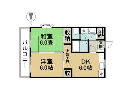 シャトレーII(2DK/1階)の間取り写真