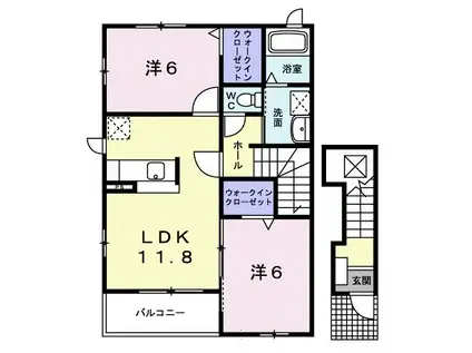名鉄名古屋本線 前後駅 徒歩24分 2階建 築15年(2LDK/2階)の間取り写真