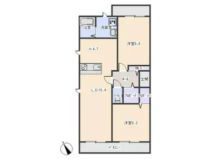 KEN 10 SQUARE V(2LDK/2階)の間取り写真