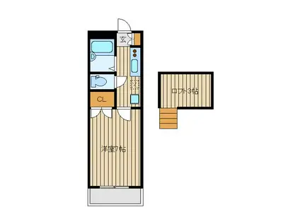 コウシンソウ(1K/2階)の間取り写真