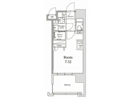 エンクレストALIVE白金(ワンルーム/9階)の間取り写真