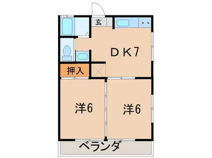 グランデュール宮下(2DK/2階)の間取り写真