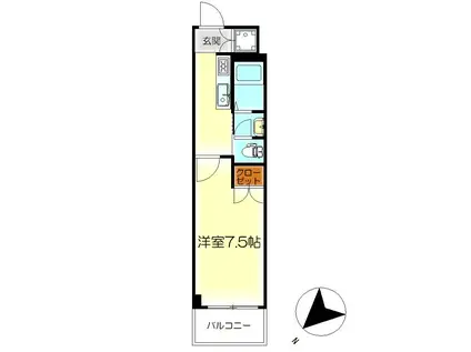 ライジングスクエア(1K/4階)の間取り写真