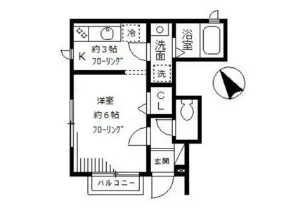 コージーテラス(1K/1階)の間取り写真