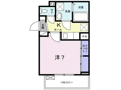 ペルシーモ S(1K/2階)の間取り写真