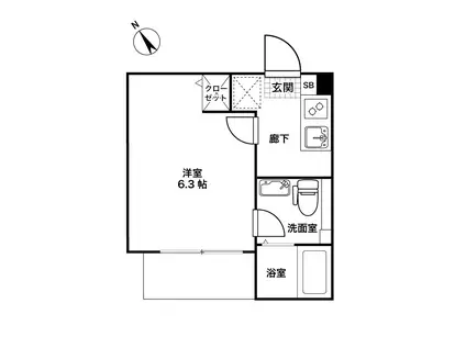 YAMATE HOMES(1K/3階)の間取り写真