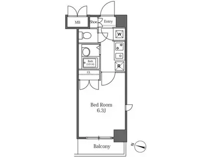 ラサンテ広尾(1K/4階)の間取り写真