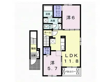 メゾン・ポラリスII(2LDK/2階)の間取り写真