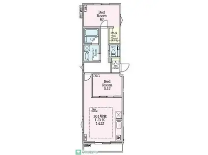 CHARME ROGER RESIDENCE(2LDK/1階)の間取り写真