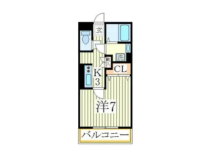 ウェルズ(1K/3階)の間取り写真