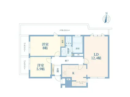 シャルマン松濤(2LDK/3階)の間取り写真
