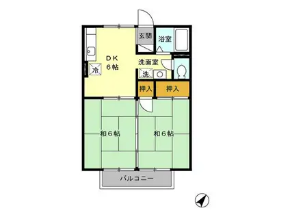 プレジールHAYATO(2DK/2階)の間取り写真