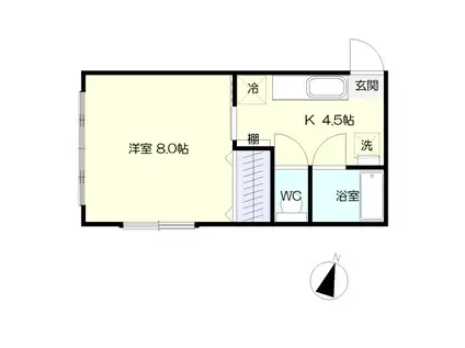 リバーハイツ(1K/2階)の間取り写真