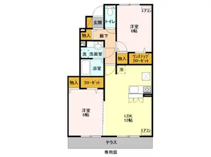 メゾンドフルール(2LDK/1階)の間取り写真