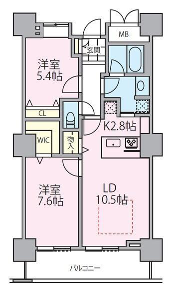 ロイヤルパークスタワー南千住(2LDK/22階)の間取り写真