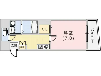 オーシャンビュー湊町(1K/5階)の間取り写真