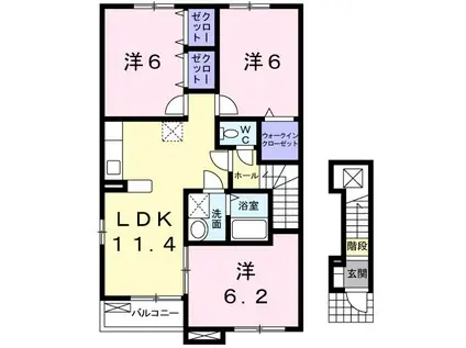 スワンKITAMURAC(3LDK/2階)の間取り写真