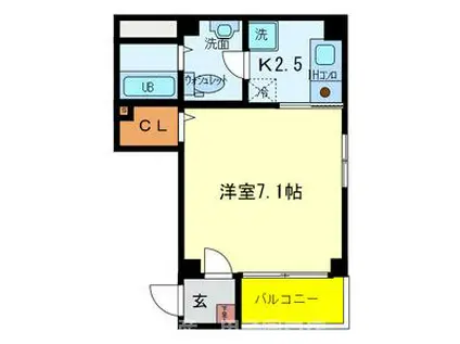 メゾンドヴィル武庫川(1K/2階)の間取り写真