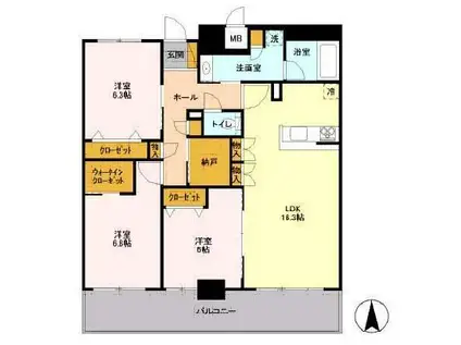 フロンティア・コンフォート研究学園(3LDK/14階)の間取り写真