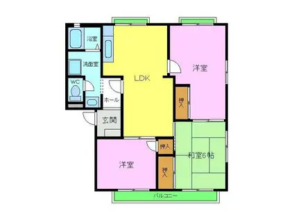 ヴィラ錦C棟(3LDK/2階)の間取り写真