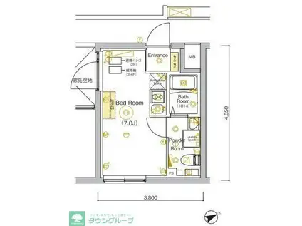 MAXIV BASIC 四ツ木(ワンルーム/3階)の間取り写真