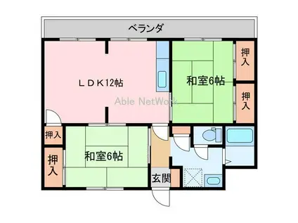 イーストハイム(2LDK/3階)の間取り写真