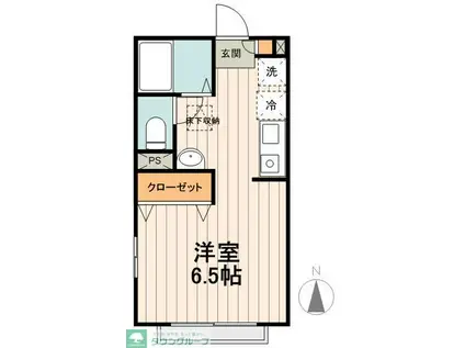 トゥリーフィールド壱番館(ワンルーム/2階)の間取り写真