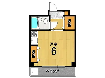 鈴木ロジングス(ワンルーム/4階)の間取り写真