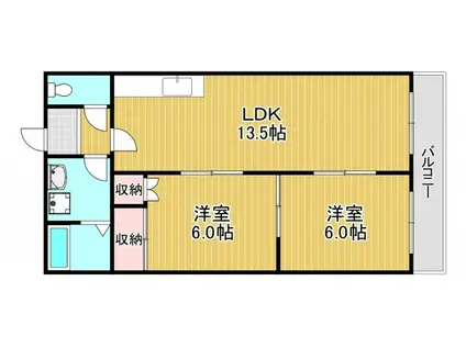 グリーンハイツ須賀(2LDK/2階)の間取り写真